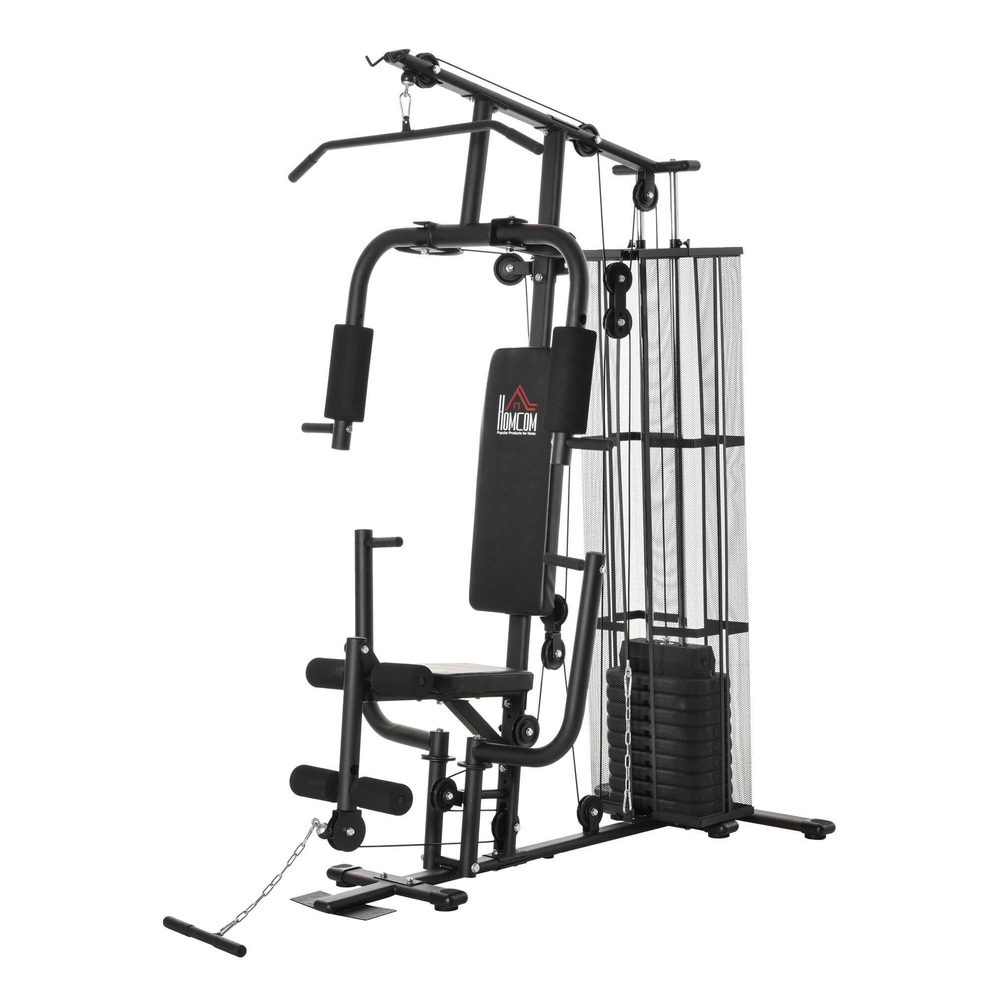 Homcom Stazione Fitness Palestra Multifunzione per Allenamento a Casa e Professionale, Acciaio 150x110x210cm Nero