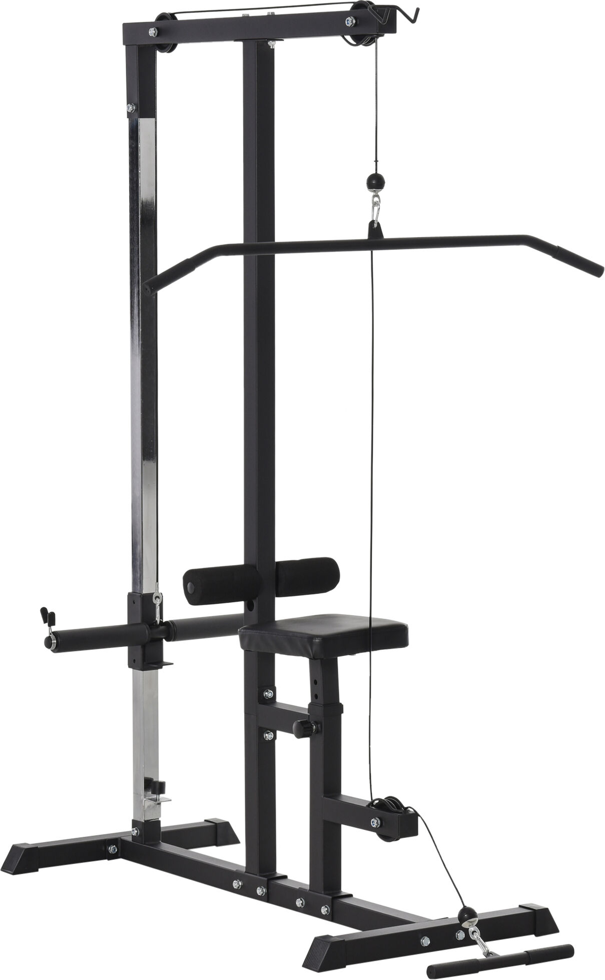 Homcom Stazione Fitness Pull Down da Casa con Panca e Cavo Regolabile, Stazione Cavi Palestra in Acciaio 107x120x190cm Nero