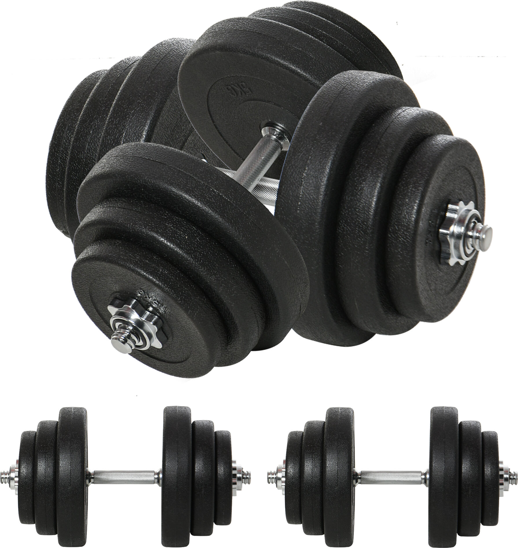 Homcom Set Manubri Palestra 40kg (4x5kg, 4x2.5kg, 4x1.5kg), Pesi Palestra con 12 Dischi da 1.5kg, 2.5kg, 5kg, Փ25mm, per Allenamento a Casa