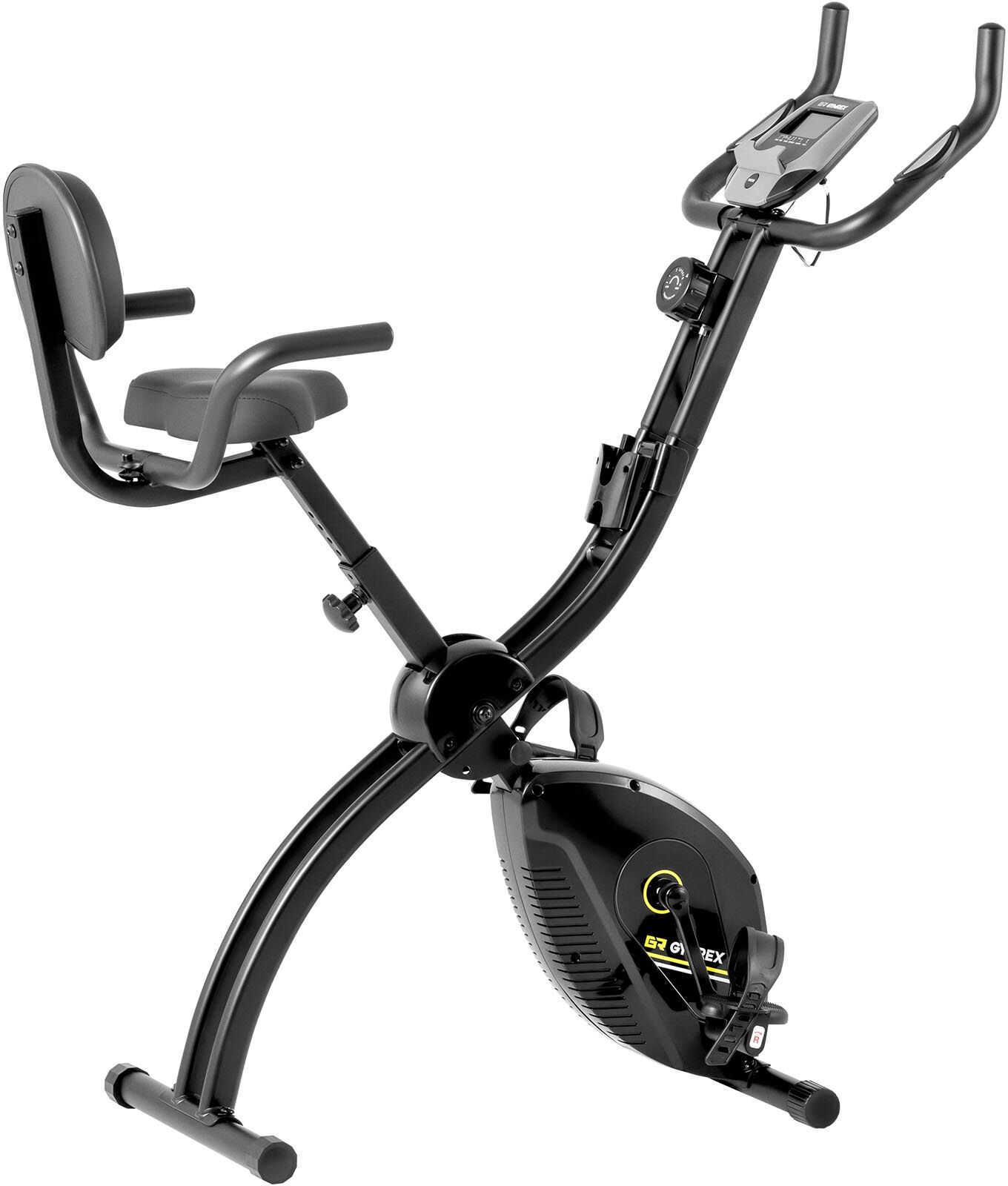 Gymrex Cyclette professionale richiudibile con schienale e impugnatura aggiuntiva - Nera/rossa GR-MG35