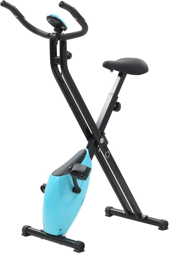 vidaXL Hometrainer X-bike magnetisch met hartslagmeter zwart en blauw