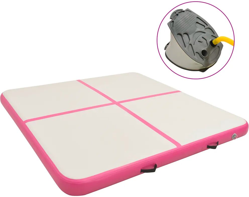 vidaXL Gymnastiekmat met pomp opblaasbaar 200x200x15 cm PVC roze