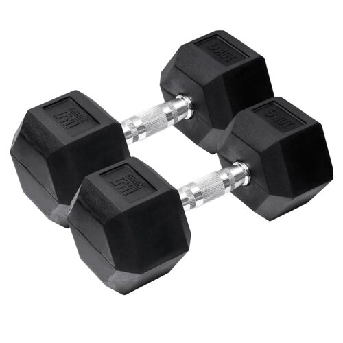 Orange Gym Hex Dumbbell Zwart, 10 kg Gewicht, Set van 2, Krachttraining