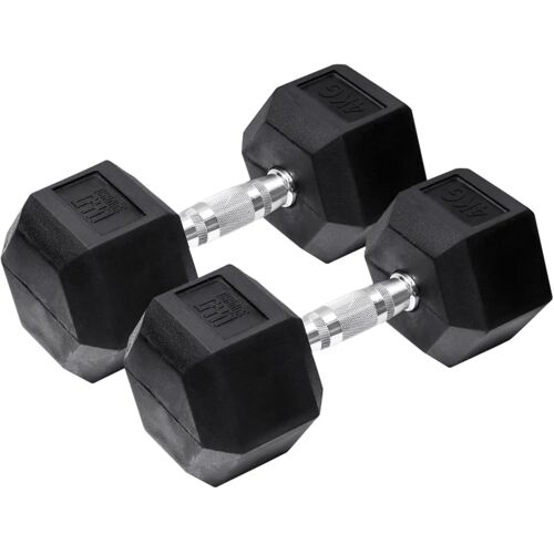 Orange Gym Hex Dumbbell Zwart, 4 kg Gewicht, Set van 2, Krachttraining