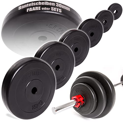 C.P. Sports Halterschijven, 1 paar halterschijven, 30 mm, bumper plates, 0,5-15 kg per paar (0,5 kg per paar)