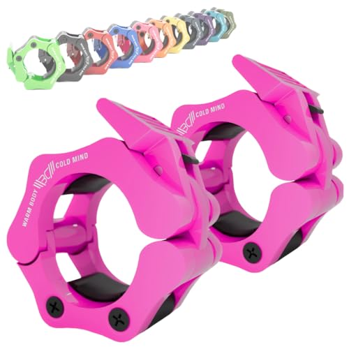 WARM BODY COLD MIND Versterkt Barbell Collars 50mm vor Halterstang Olympisch Barbell Klemmen, Haltersluitingen, Gewichtsclips, Halsbanden voor Olympische (Roze Versterkt)