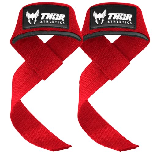 Thor Lifting Straps, Powerlifting Straps, Straps voor Deadliften, Bodybuilding, Rood… (Rood)