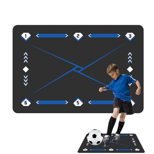 Nuyhgtr Voetbal oefenmat, 90 x 60 cm schokabsorptie voetbal voetstap trainer pad voetbal training vloermat voor behendigheid verbetert evenwicht, coördinatie, kracht