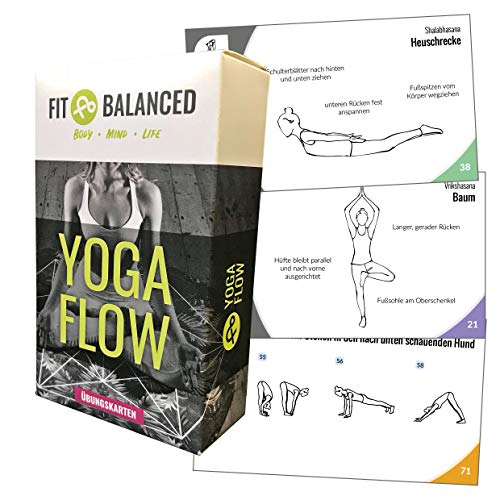 FIT BALANCED Yogakaarten voor beginners en gevorderden, met 60 yoga-oefeningen, met online introductiecursussen, meditaties en ademhalingsoefeningen, yogabox (nieuwe verpakking)