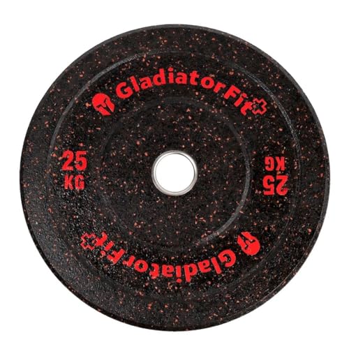 GladiatorFit Hi-Temp Olympische schijf van rubber, ideaal voor veelzijdige training en krachttraining, compatibel met alle standaard stangen, duurzaam en gemakkelijk te reinigen