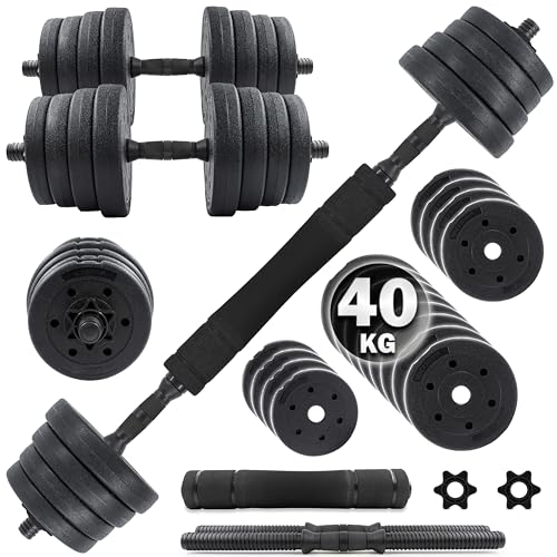 C.P.Sports 2in1 Dumbbell & Barbell Set 30kg / 40kg   Gewicht Schijven Gewichten Dumbbell Bars   Verstelbare Dumbbells Dumbbell Set voor Krachttraining, Fitness, Home Gym