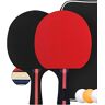 HAFERL Tafeltennisbatjes set met 2 batjes en 3 ballen in tas, tafeltennisset batjes en ballen, ping pong set, ideaal voor kinderen en volwassenen