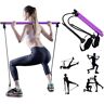 GWZZ Pilates Exercise Resistance Band, Yoga Pilates Bar Reformer Kit, Portable Pilates Stick Fitness Bar, Home Gym Pilates Met Foot Loop Voor Total Body Workout (Purple),Purple