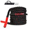 CCLIFE Battle Ropes fitness oefening Battle Rope krachttraining touw Poly Dacron Battle Rope Undulation Battle Rope Anker meegeleverd 9/12/15M, Size:12m black-red ropes. with Anchor