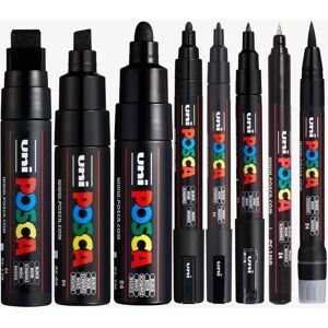 Posca 8 Nib Sizes, All Black 8-Pakk