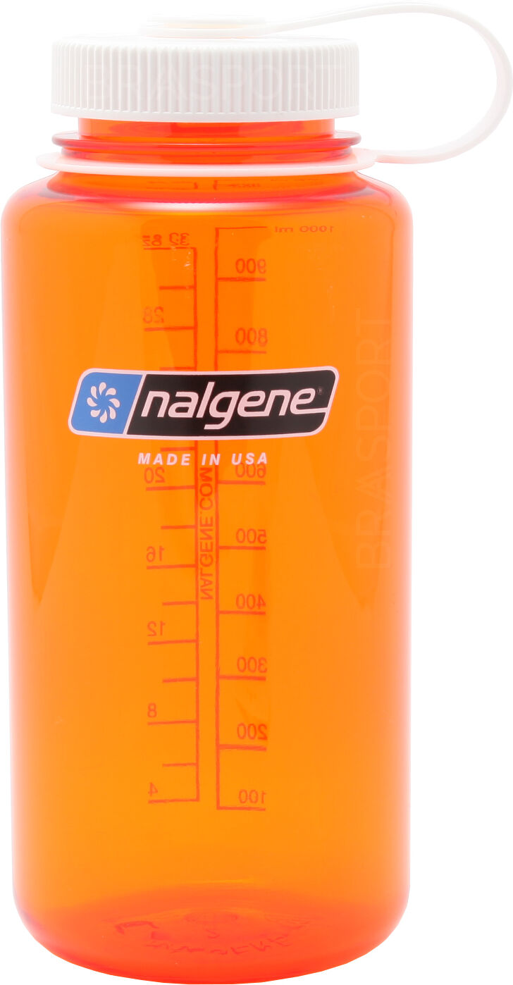 Nalgene 1 liter Wide Mouth drikkeflaske Orange m/hvit kork 2018