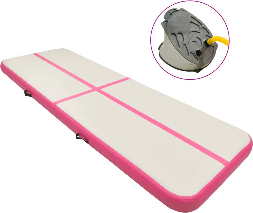 vidaXL Oppblåsbar gymnastikkmatte med pumpe 500x100x15 cm PVC rosa