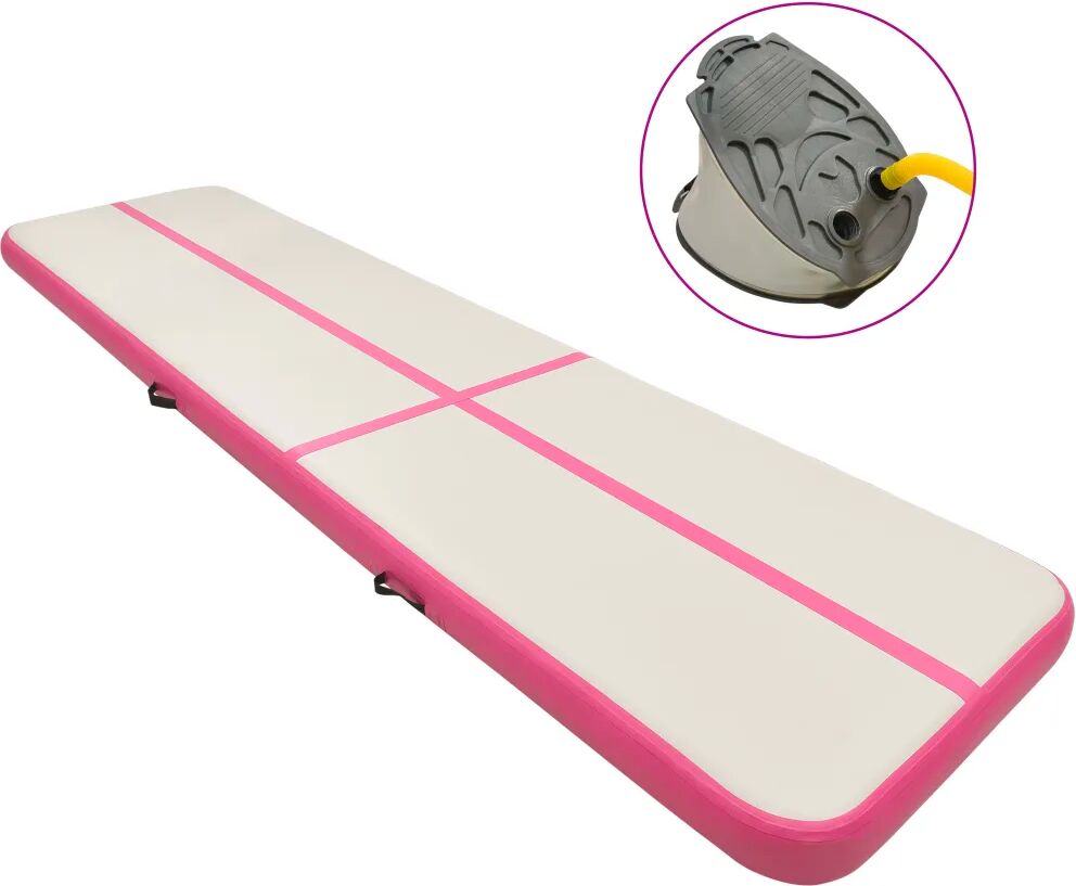 vidaXL Oppblåsbar gymnastikkmatte med pumpe 800x100x20 cm PVC rosa