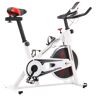 vidaXL Bicicleta de treino c/ sensores de pulso branco e vermelho