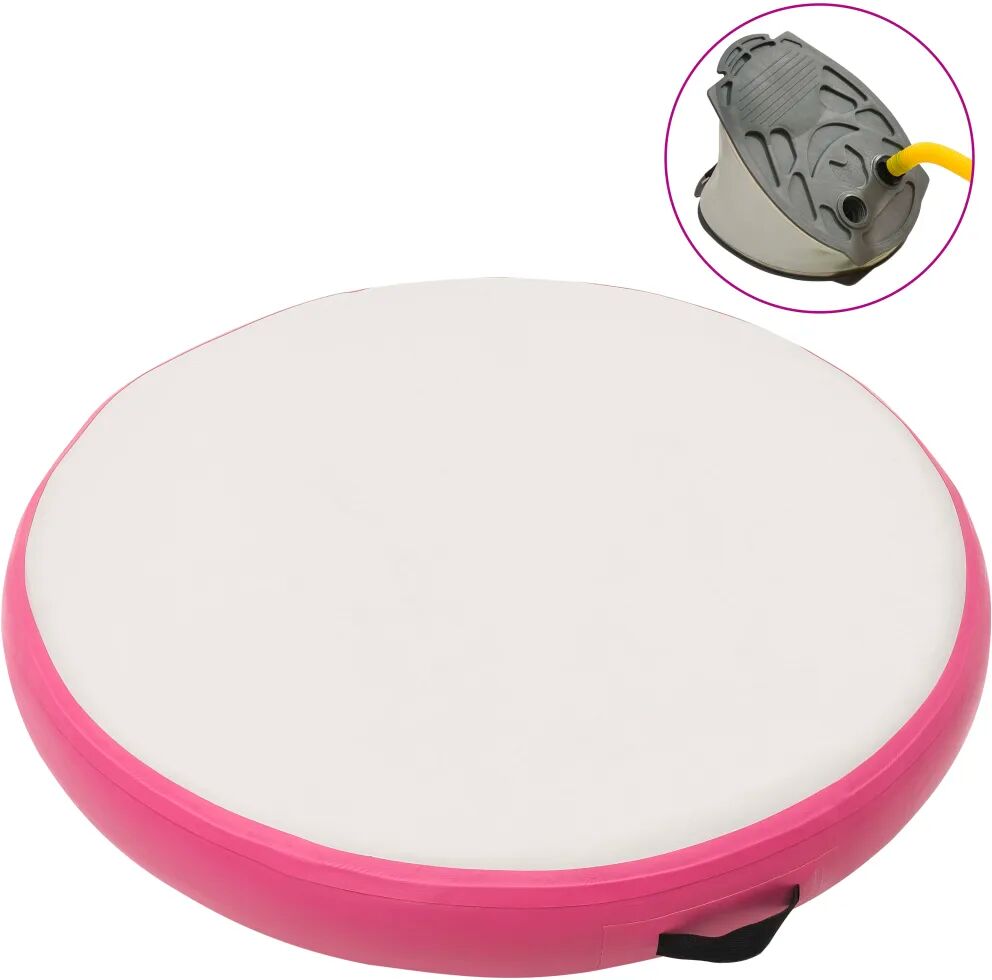 vidaXL Tapete de ginástica insuflável com bomba 100x100x10 cm PVC rosa