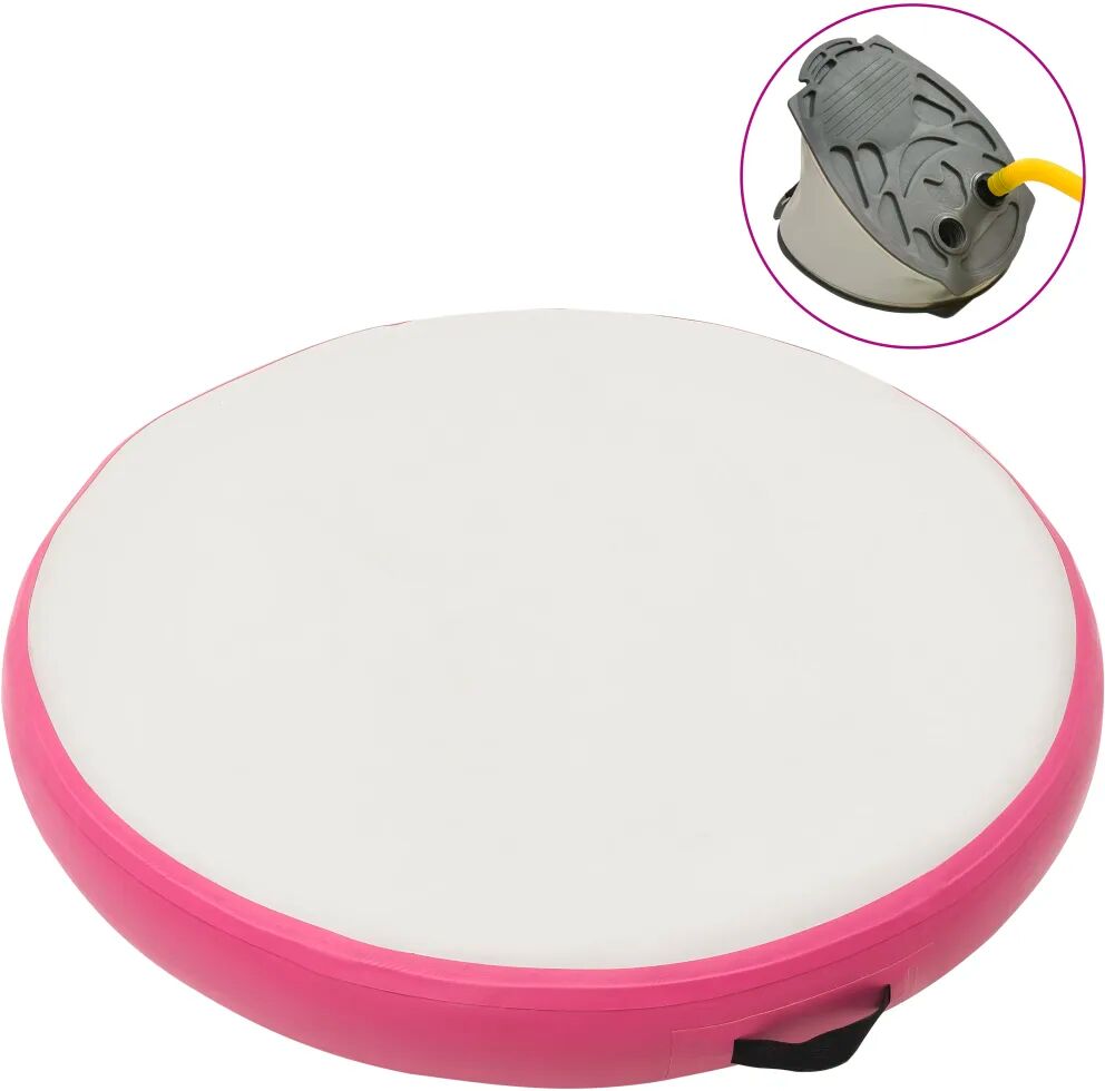 vidaXL Tapete de ginástica insuflável com bomba 100x100x15 cm PVC rosa