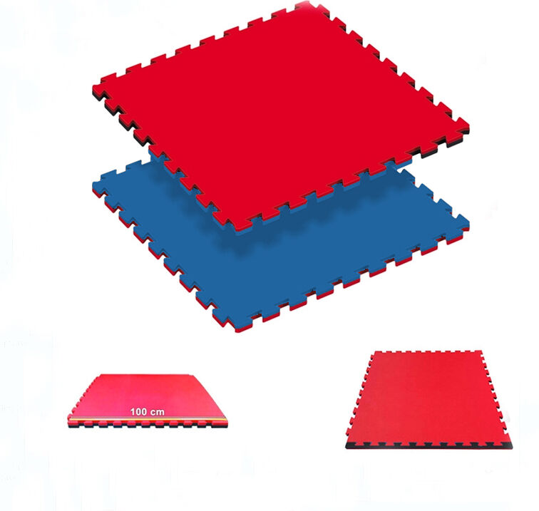 Tatami Puzzle Reversível Kinefis Cor Azul - Vermelho (grossura 40 mm)