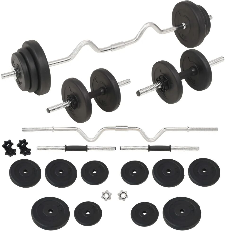 vidaXL Súprava činiek barbell a dumbbell 30 kg