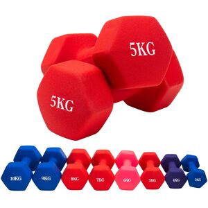 Hampton & Stewart (Red, 2 x 5KG) Hampton&Stewart Neoprene Dumbbells Weights Gym