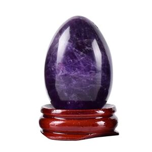 RNUMLIGH Egg Natural Amethyst Massages Tool Set Undrill Wooden Base Crystal Ball Exercise,40x25 Mm ZoCzkgzd (Size : 45x30 Mm)