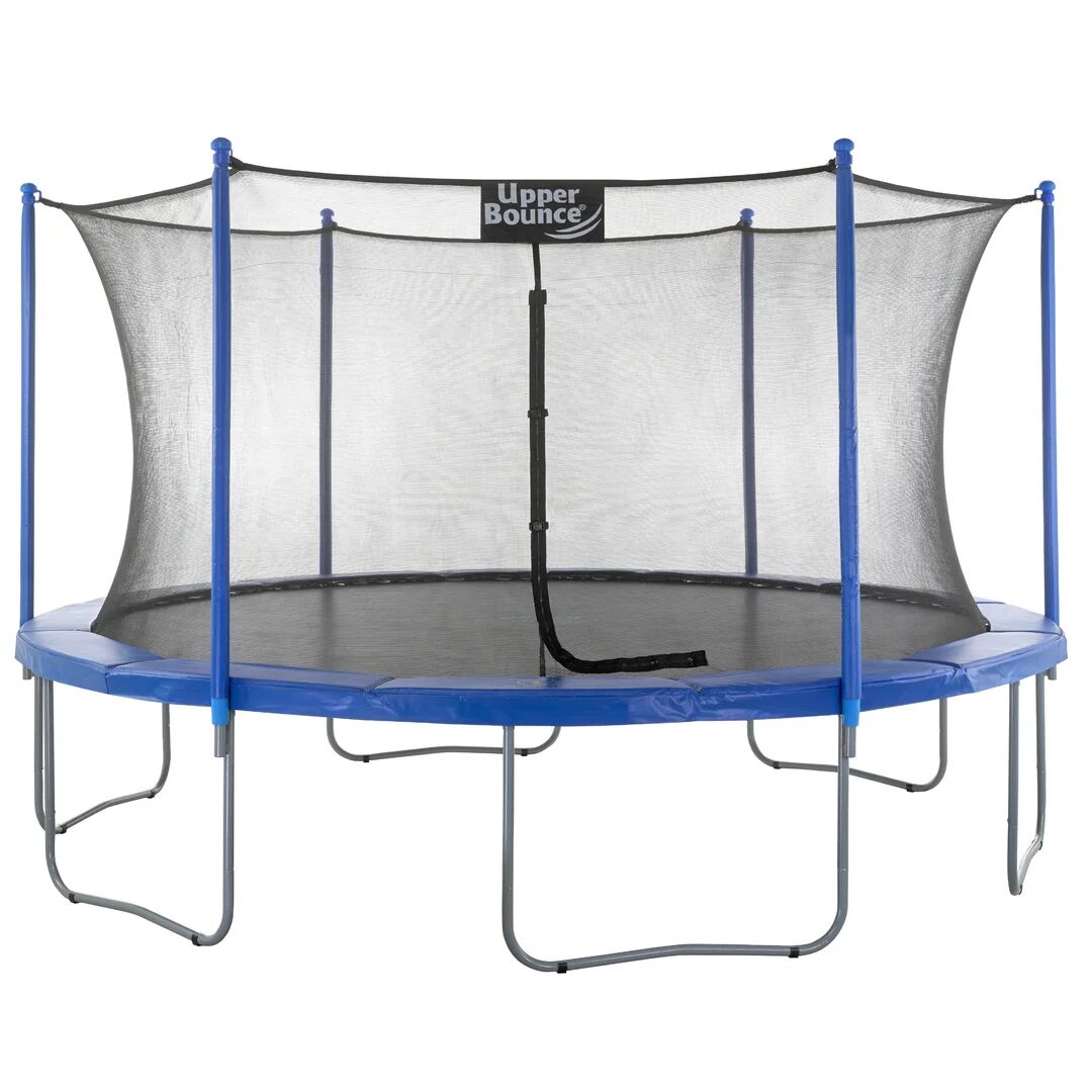 Upper Bounce UpperBounce 16' Large Trampoline and Enclosure Set, Garden Outdoor Trampoline with Safety Net, Mat, Pad blue