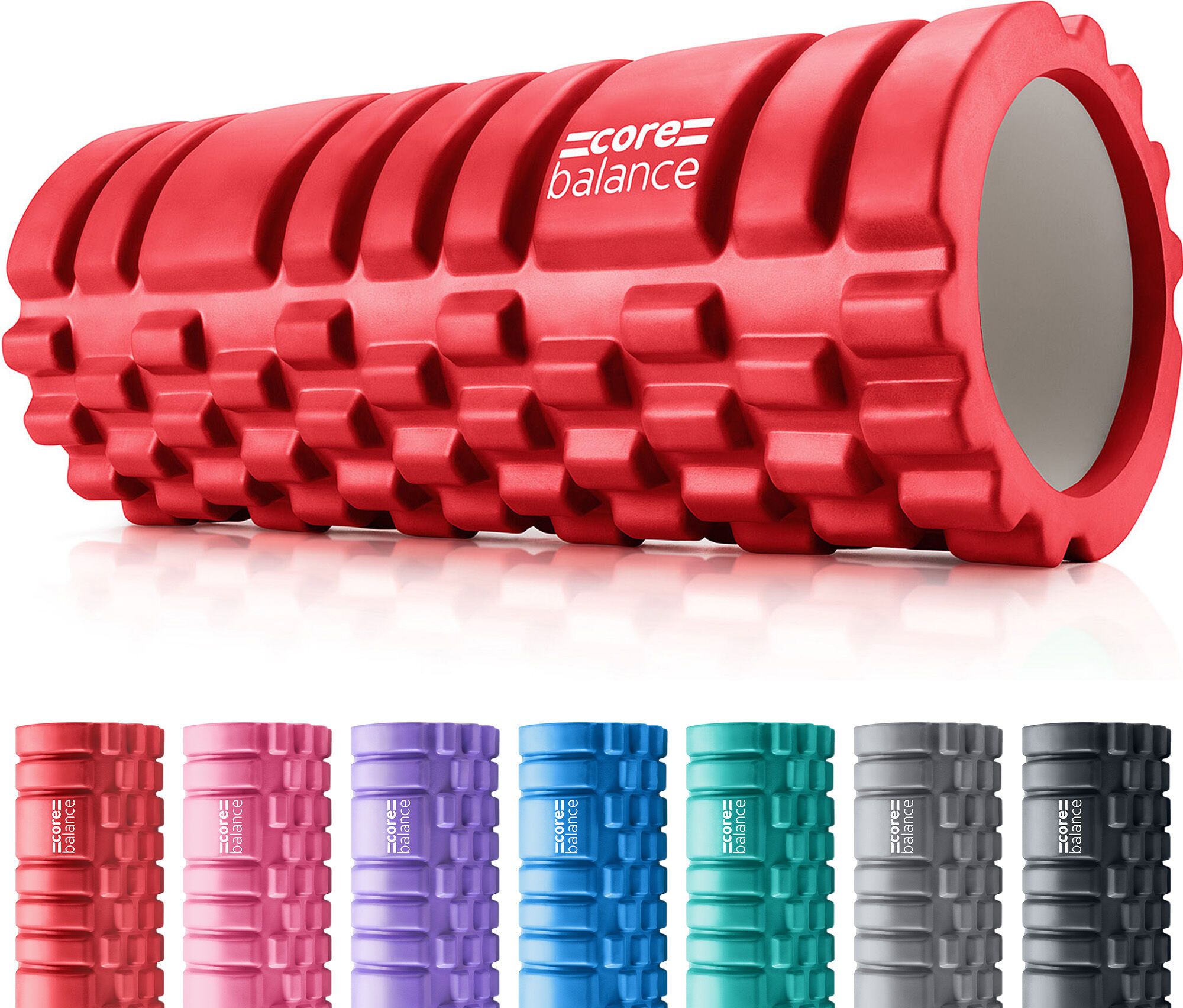 Balance Deep Tissue Foam Roller   33cm x 14cm   Textured Muscle Massage Roll   Red