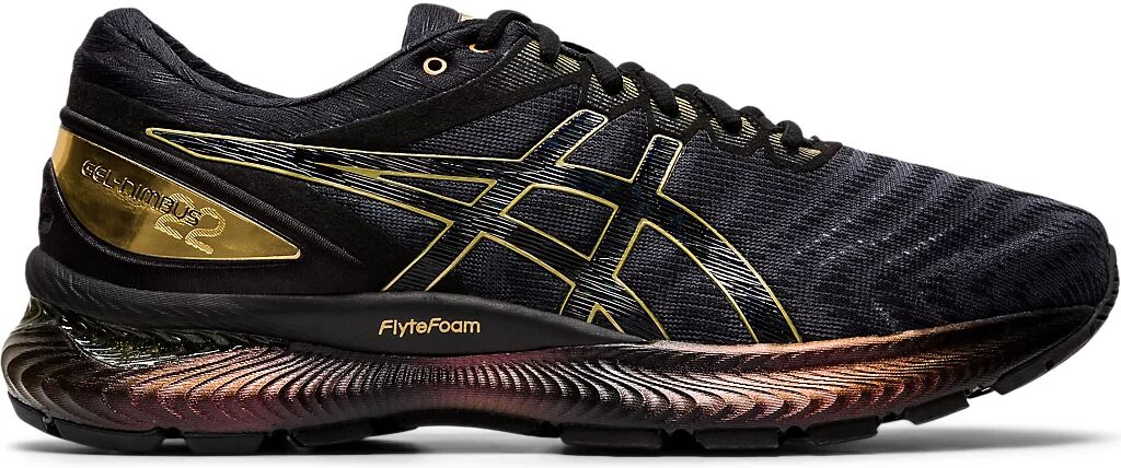 ASICS Gel - Nimbus 22 Platinum Black / Pure Gold Male Size 9.5