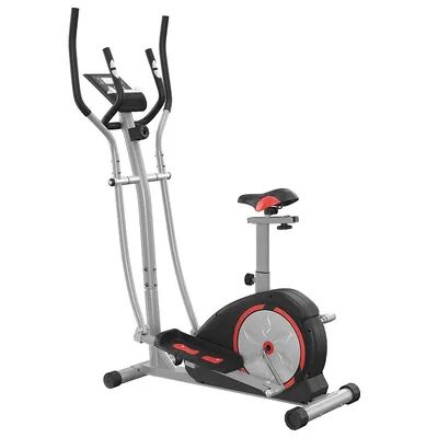 Soozier 2 in 1 Elliptical and Bike Cross Trainer with LCD Screen and Magnetic Resistance for Home Gym Use, Grey