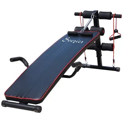 Soozier Multifunctional Sit Up Bench Ab Core Workout Exercise Bench Adjustable Thigh Support for Home Gym Black, Multicolor