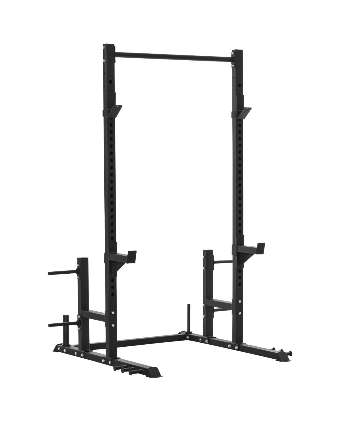 Soozier Dumbbell Storage Equipped Adjustable Power Tower Pull Up Bar Barbell Rack with Heavy-Duty Steel, Power Rack Strength Training Equipment for Ho