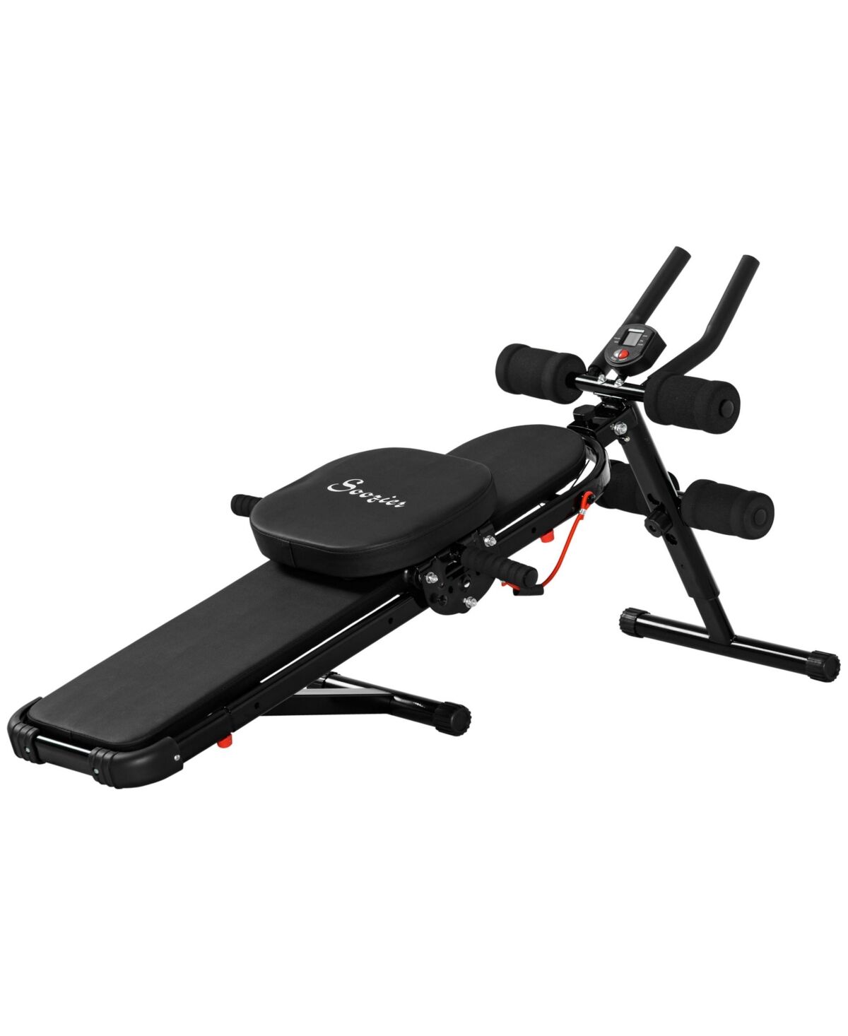 Soozier Multi-Purpose Ab Workout Equipment Foldable Sit Up Bench Adjustable Weight Bench Full Body Strength Abdominal Exercise Machine Cruncher Home G