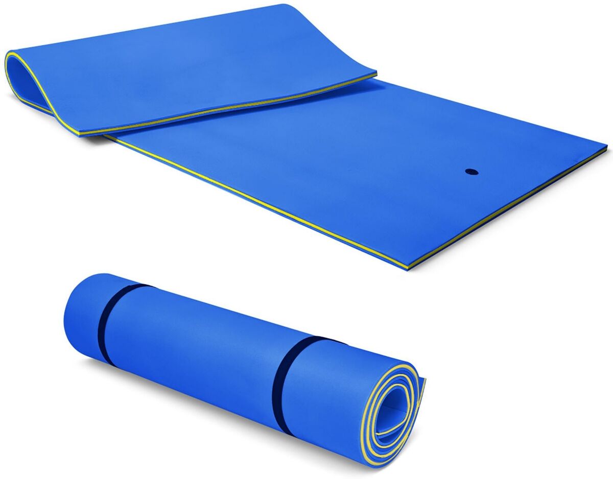 Costway 3-Layer Floating Water Pad 12' x 6' Floating Oasis Foam Mat - Blue