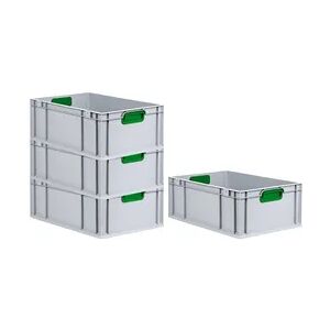 PROREGAL 4x Eurobox NextGen Color   HxBxT 22x40x60cm   44 Liter   Griffe grün geschlossen   Verstärkter Boden   Eurobehälter