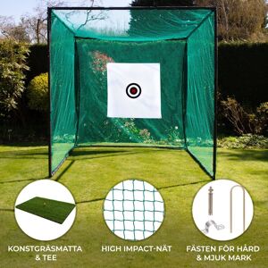 Monster Shop 3m Fritstående Golfnet med Ramme til Golftræning Træningsnet Golf Driving 25mm Net Øvelsesnet Svingtræning Bullseye Mål + Kunstgræs og 6 cm Gummi Tee