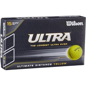 Wilson Ultra, weiche 2-piece Golfbälle für Weite Distanzen,15er Pack, Weiche Ionomerhülle, Gelb