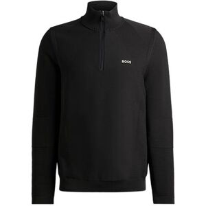 Boss Zip-neck sweater in stretch fabric with contrast logo