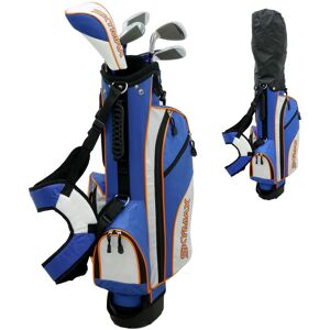 Skymax - Junior Set Sac de Golf avec 6 Clubs de Golf, Bleu-Blanc, Sac de Golf Caddy pour Enfants 6-9 rh, 4 Compartiments et Housse de Pluie, - Publicité