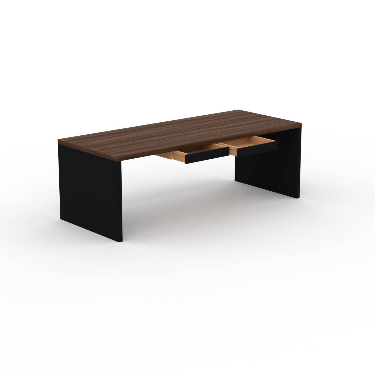 MYCS Bureau - Noyer, moderne, table de travail, avec tiroir Noir - 220 x 75 x 90 cm, modulable
