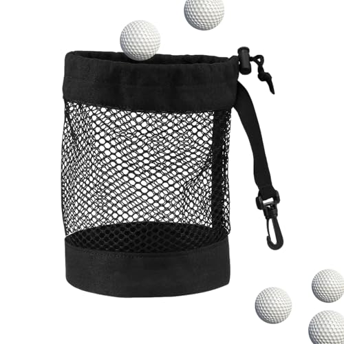 Qumiuu Golftas, nylon golftas, mesh-tas, golftas, organizer, draagbare tas met trekkoord en clip, grote opbergtas voor golftraining en oefeningen