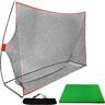 FINGER TEN Golfnet, oefennet, outdoor set, golfoefennet, 300 x 213 cm, met 60 x 30 cm golfmat en 1 rubberen golftheen, trainingsnet, trainingshulp voor de tuin