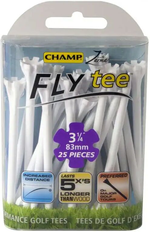 Champ Spikes Champ Zarma Flytee Golf Tees 3 1/4 (83 Mm) White-25 Pack