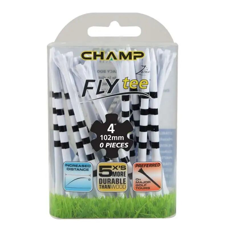 Champ Spikes Champ Hilite Flytee Striped Golf Tees 4 (102 Mm) White/black-20 Pack