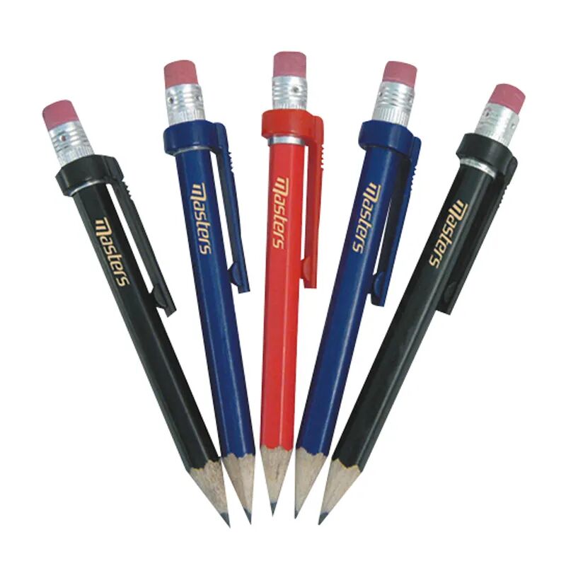 Masters Wood Pencils With Clip And Eraser 5 Pack