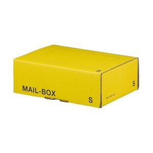 1-PACK 20x Versandkarton 249x175x79mm MAILBOX S mit Steckverschluss wiederverschließbar gelb