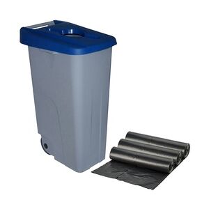 WellHome Recycling-Abfallbehälter 110L mit 30 blauen Müllsäcken.